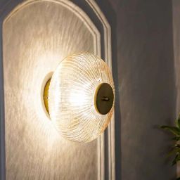 kapoor lampshades Maloto Amber Luster and Brass Finish Metal Wall Light-picture-30