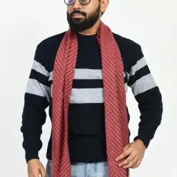 Self Design Wool Blend Men Maroon Scarf-30
