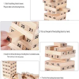 ridhimani Zenga Wooden Building Blocks Tumbling Tower | Wooden 48 Blocks Stacking Toy image 3