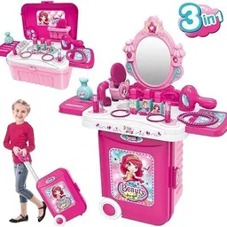 countrylink 3in1 Airport Beauty Trolley Makeup Toy for Girls with Foldable Trolley Bag(1Set)-picture-16
