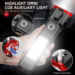 sebon LED Flashlight with Magnets, hammer with 4 in 1 option - M7 Torch image 2