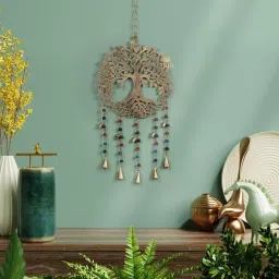 Metal Windchime Tree of Life Showpiece with Charm Bell Decorative Brass Windchime-image-55