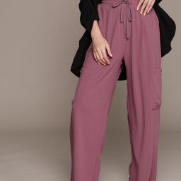 roadster Women Regular Fit Red Polyester Trousers-picture-4