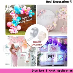 rjv global Solid Balloon Arch Decorating Strip 6 Rolls of 5 m Each and 6 Roll 100 dots each glue Roll (Set of 12) Balloon Bouquet image 3