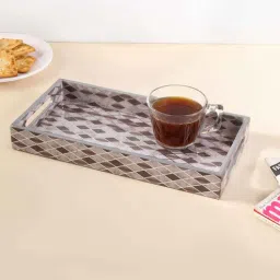 the home co. Grey & Gold MDF Wood Barfi Rectangle Serving Tray-picture-0