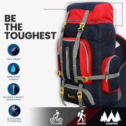 65 L Hand Duffel Bag - Navy Blue 26×14 Inch Travel Backpack for Outdoor Sport trekking Rucksack Bag - Blue, Red - Large Capacity-image-16