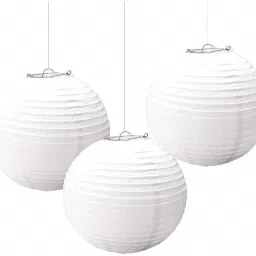 Paper Lamp Hanging Lantern Kandeel, for Decoration Hotels Home Diwali Lantern Light Fixture ( White) 3 Pcs Tube Light Fixture-image-55