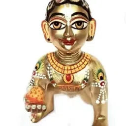 Fine Brass Full Paint Golden Laddu Gopal Ji Idol Murti (200gms) Decorative Showpiece - 6 cm-image-52