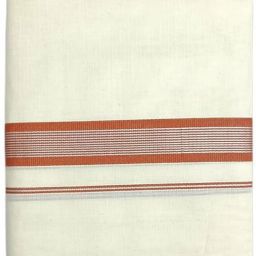 exclusive Dhoties Men's Kerala Mundu Pure Cotton Cream Dhoti With Silver Lines Brown Men Dhoti-image-49