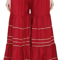 Women Regular Fit Red Viscose Rayon Trousers-image-96