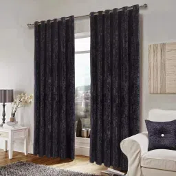 213.36 cm (7 ft) Velvet Blackout Door Curtain (Pack Of 2)-image-0
