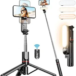 Hold up Tripod with Fill Light, 44 Inch Extendable Selfie Stick with Wireless Remote Bluetooth Selfie Stick-29