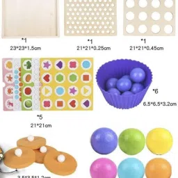knk infotain 2 in 1 Wooden Board Clip Beads Matching Game Puzzles Shape Color Sort Toys image 3