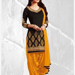 Unstitched Crepe Salwar Suit Material Printed-image-21