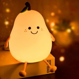 Cute Pear Night Light for Kids Silicone Night Color Changing Lamp to Decor Room Night Lamp-image-89