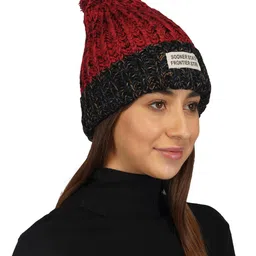 iSWEVEN Self Design Woolen Winter Beanie Caps-2