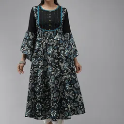 YASH GALLERY Ethnic Motifs Printed Cotton Anarkali Kurta-16