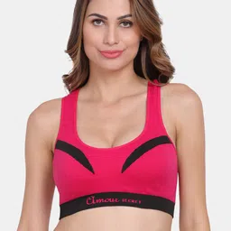 Amour Secret Pink & Black Removable Lightly Padded Racerback Sports Bra-image-22