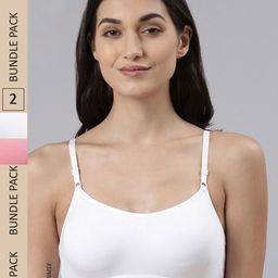 Dollar Missy Pack of 2 Non-Padded Seamless Anti Microbial Bra DBG-4001-R3-WHT-SLR-PO2-47
