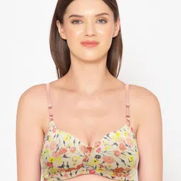 GROVERSONS Paris Beauty Pink & Yellow Floral Print Lightly Padded Bra-picture-54