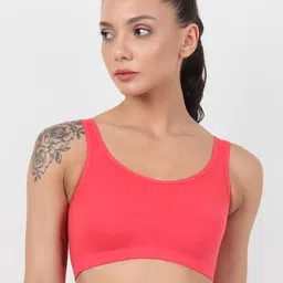 XOXO Design Non-Wired Non Padded Wide Strip Cotton Training or Gym Sports Bra-image-82