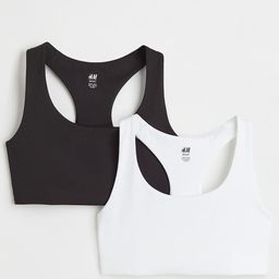 H&M Black & White 2-Pack Medium Support Sports Bra-53