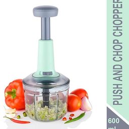 vihanco Manual Vegetable Chopper, 600ml Capacity, Push-Style with 5 Blades, Chop/Mince/Dice Functions, Mint Green image 3