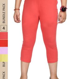 IndiWeaves Girls Pack Of 5 Pure Cotton Capris-image-71