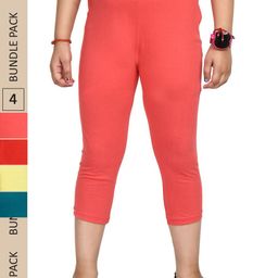 IndiWeaves Girls Pack Of 4 Pure Cotton Capris-image-78