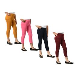 BAESD Girls Pack Of 4 Skinny Fit High-Rise Cotton Lycra Capris-image-97