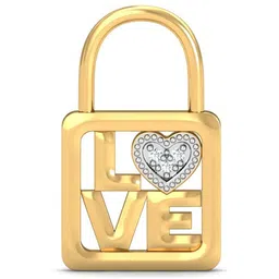 KUBERBOX 18KT Gold Diamond Studded Love Lock Charm Pendant- 1.43gm-image-96