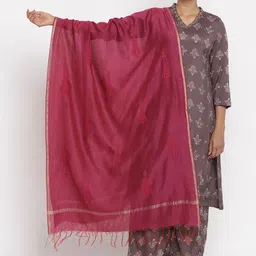 W The Folksong Collection Women Pink Ethnic Motifs Embroidered Dupatta-picture-14