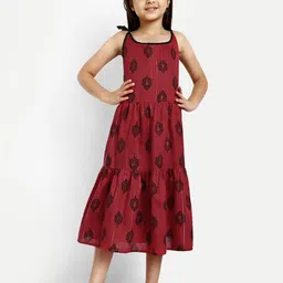 BAESD Girls Floral Printed Cotton A-Line Midi Dress-image-41
