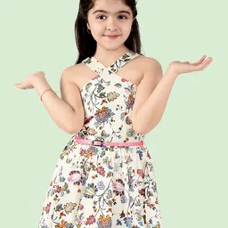Naughty Ninos Girls Floral Print Crepe Fit & Flare Dress-picture-14