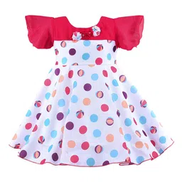 Wish Karo Girls Polka Dots Printed Fit And Flare Silk Dress-image-30