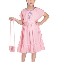 Peppermint Girls V-Neck Cotton Fit And Flare Dress-image-47