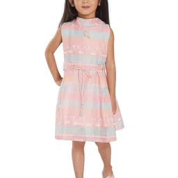 Peppermint Girls High Neck Striped Dress-picture-36