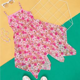 Pantaloons Junior Girls Floral Printed Cotton Shoulder Straps Fit & Flare Dress-picture-26