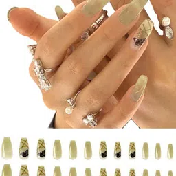Secret Lives Translucent 24 Pieces Fake Nails with Black Fly-image-23