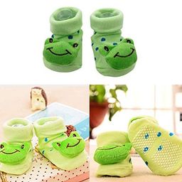 SYGA Kids Green Patterned Cotton Anti Slip Ankle Length Socks-19