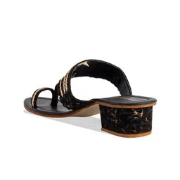 ERIDANI Textured Open Toe Block Heels image 2