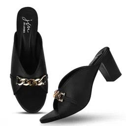 JM Looks Embellished Open Toe Open Back Block Heels image 5