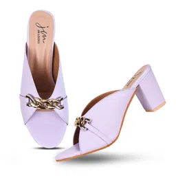 JM Looks Embellished Open Toe Open Back Block Heels image 4