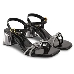 JM Looks Embellished Open Toe Block Heels image 3