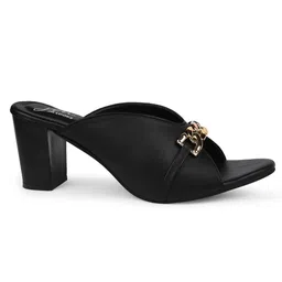JM Looks Embellished Open Toe Open Back Block Heels image 4