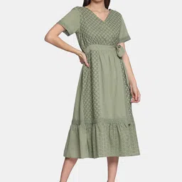 KALINI Women Geometric Embroidered Flared Sleeves Mirror Work Indie Prints Anarkali Kurta-image-60