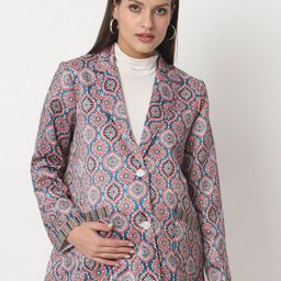 angloindu Printed Lightweight Satin Single-Breasted Maternity Blazer-picture-27