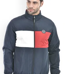Lawman pg3 Colourblocked Mock Collar Reversible Cotton Bomber Jacket-image-6