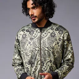 GO DEVIL Floral Printed Stand Collar Long Sleeve Bomber Jacket-image-42