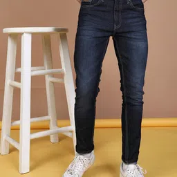 The Indian Garage Co Men Navy Blue Slim Fit Mid-Rise Clean Look Jeans-image-94
